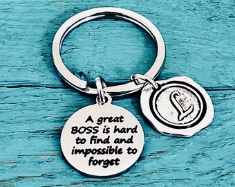 A great BOSS,is hard to find and, impossible to forget, Boss, Best Boss, Number 1 boss, Silver Keychain, Silver Keyring, Gifts for