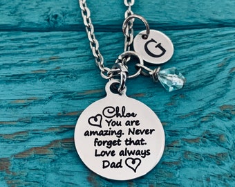 Gift for daughter, daddy daughter gift, gift for Dad, father daughter gift, Daddys Girl, Silver Necklace, Charm Necklace, Keepsake, Gifts