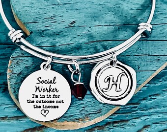 MSW, LSW, Master of Social Work, Masters degree, Social Worker, Professional Jewelry, Silver Jewelry, Graduation, Grad, Silver Bracelet