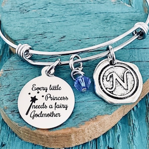 Every little princess, needs a, fairy godmother, Godmother, Godmother, Charm Bracelet, Silver bracelet, Silver Jewelry, Baptism, Gifts for
