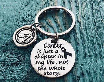 CANCER, Survivor, Courage, Just a chapter, in my life, Strength, Fighter, Healing, Awareness, Cancer Chemo, Silver Keychain, Silver Keyring