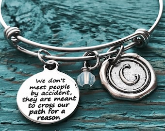 Cross our path, for a reason, Leaving, Goodbye, Friend, friendship, Memorial, Retirement, Silver Bracelet, Charm Bracelet, Gifts for