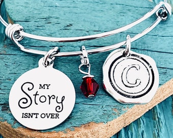 My Story Isn/'t Over Yet Antique Silver Tone Braid Inspiration Bracelet SB64