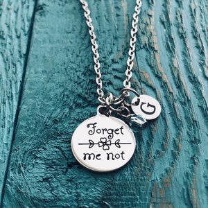 Forget me not, Memorial, Bereavement, Loss of, loved one, Mom, Dad, Sister, Daughter, Leaving, Goodbye, Silver Necklace, Charm Necklace