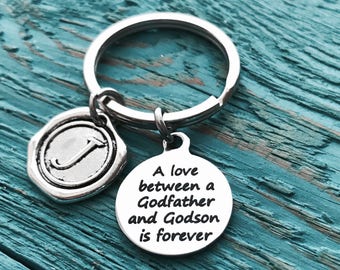 A love between a, godfather and, godson is forever, announcement, Godfather Jewelry, Godfather,  Stainless steel, Engraved, Silver Keychain