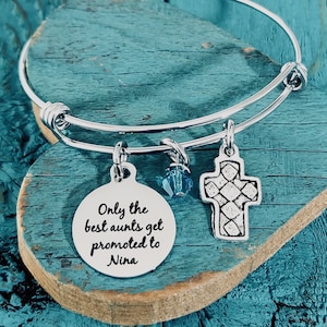 Only the best aunts, get promoted to, Nina, Spanish godmother, announcement,Nina Bracelet, Charm Bracelet, Silver bracelet, Gifts for