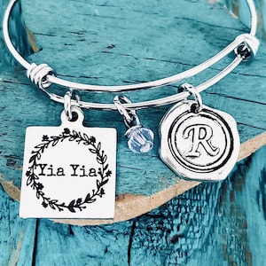 YIAYIA, Greek, Grandma, Grandmother, Silver Bracelet, Gifts for, Yiayia Gift, Silver Jewelry, Grandma Charm Bracelet, New Grandma, Gifts