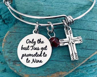 Only the, best Tias, aunts, get promoted to, Nina, Spanish godmother, announcement,Nina Bracelet, Charm Bracelet, Silver bracelet, Gifts for