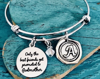 The Best Friends, get promoted to, Godmother, Godmother Gift, Godmother Bracelet, God Mother, Friend Godmother, Bangle Bracelet, gifts for