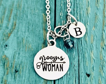 Grooms woman, Groomswoman Thank you, Will You Be My Grooms woman, Bridesmaid, Alternative Wedding, Gift for, Silver Necklace, Charm Necklace