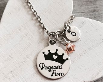 Pageant mom, Tiara, Crown, Pageants, Pageant Princess, Pageant mommy, Silver Necklace, Silver Jewelry, Charm Necklace, gifts for, customized