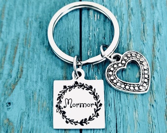 Mormor, Danish Grandma, Swedish Grandma , Denmark, Sweden, Mormor Keychain, Mormor Jewelry, Mormor Gift, Silver Keychain, Silver Keyring