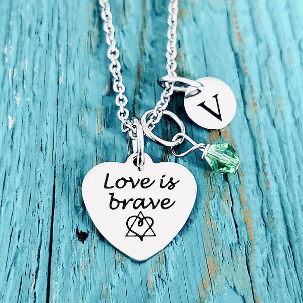 Love is brave, Birthmother, Birth Mom, Birth Mother, Baby adoption, Silver Necklace, Charm Necklace, Silver Jewelry, Keepsake, Gift for