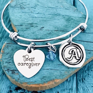 Best caregiver, Caregiver,  Pet caregiver, RN, Nurse, Helper, Dog caregiver, Thank you, Appreciation, Silver Bracelet, Charm Bracelet, Gifts