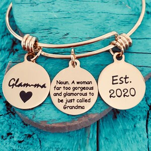 Glam-ma, Glam ma, Glamma, noun, definition, glamorous, Gorgeous, Grandma, Quote, Gifts for, Gold Jewelry, Gold Bracelet, Charm Bracelet