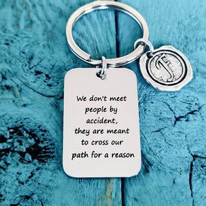 Cross our path, for a reason, Leaving, Goodbye, Friend, friendship, Memorial, Retirement, Silver Keychain, Silver Keyring, Gifts for