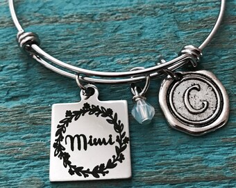 Mimi, MIMI BANGLE, Silver Bracelet, Charm Bracelet, Mimi Gift, Mimi Jewelry, Mimi Bracelet, Mimi Charm, Stainless steel, Bangle Bracelet