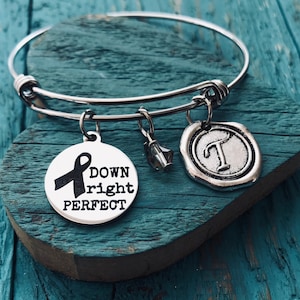 DOWN RIGHT PERFECT, Down Syndrome, Down Syndrome Awareness, Extra chromosome, Silver Jewelry, Charm Bracelet, Silver Bracelet, gifts for