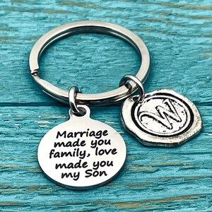 Marriage made you family, love made you my Son, Son in Law, Step Son, Blended Family, Gifts, Silver Keychain, Silver Keyring, Step Son Gift