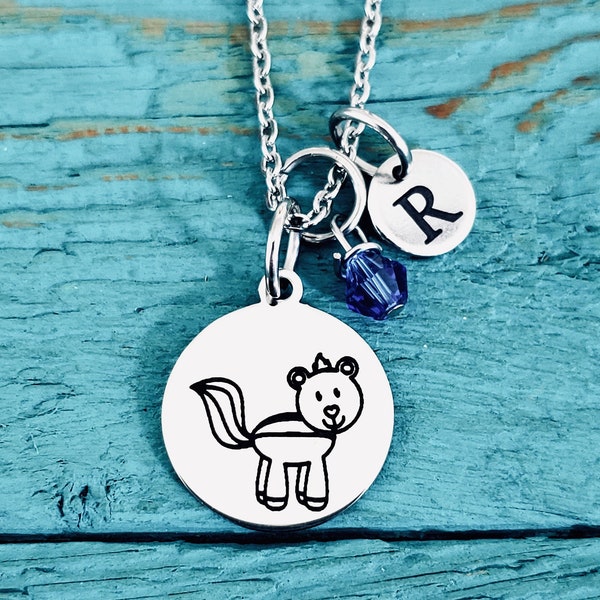 Suki the skunk, skunk, skunk Necklace, skunk Jewelry, Silver skunk, Gift, Silver Necklace, Charm Necklace, Silver Jewelry, Teenager, Gifts