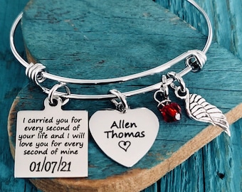 I carried you for, every second of your life, Silver Bracelet, Loss of Baby, Miscarriage, Charm Bracelet, Loss of Child, Baby Memorial