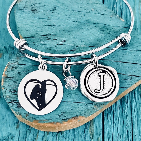 Lineman wife, Linemans Wife, I love my Lineman, Power Lineman, Power Lines, Lineman mom, industrial, SIlver jewelry, SIlver Bracelet,