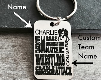 wrestling, wrestling mom, Wrestler's Mom, Wrestler's Jewelry, Wrestler, Personalized, customized, Stainless steel, Keychain, Gifts for