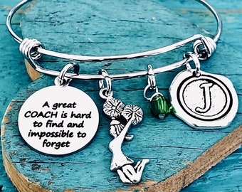 A great coach is hard to find and impossible to forget, Number 1 Coach Gift, Personalized Coach Bracelet, Gift for Coach, Cheer Coach, Gifts