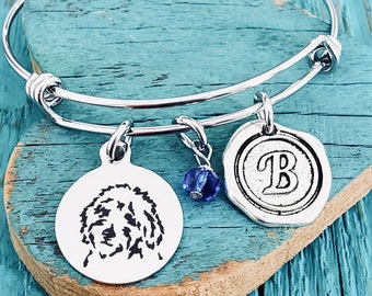 Labradoodle, Goldendoodle, Puppy, Labradoodle mom, Labradoodle Bangle, Silver Bracelet, Charm Bracelet, Labradoodle Gifts, Dog, Gifts