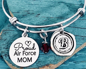 Proud Air Force mom, Air Force gifts, Air Force  Daughter, Pilot, Female Pilot, Air Force Mom, Gifts for, Silver Bracelet, Charm Bracelet