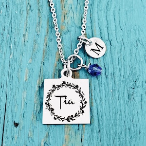 Tia, Spanish Aunt, Spanish Jewelry, Silver Necklace, Gifts for, Tia Gift, Tia Necklace, Silver Jewelry, Aunt, Auntie, Charm Necklace
