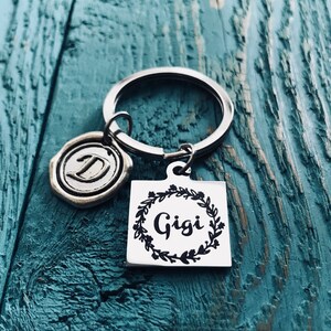 Gigi, joyería de plata, llavero de plata, llavero de plata, regalo GiGi, joyería GiGi, encanto de monedero GiGi, regalo para Gigi, recuerdo, grabado