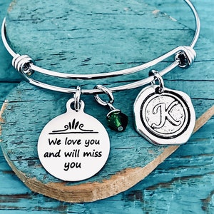 We love you and, will miss you, Leaving, Goodbye, Retirement, Moving away, College, Memorial, Silver Bracelet, Charm Bracelet, Gifts for