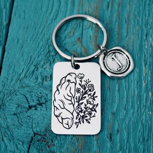 Brain, Mental health matters, Therapist, Women Mental Health, Anxiety, Therapy, class of 2023, Graduation, Silver Keychain, Silver Keyring