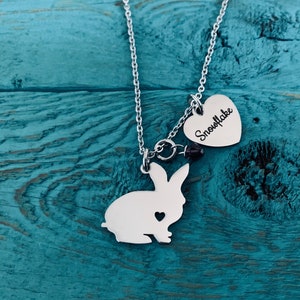 Rabbit, Bunny, Memorial, Loss of, Death of, Customized, Personalized, Rabbit Rescue, adoption, Silver Necklace, Charm Necklace, Rabbit Mom