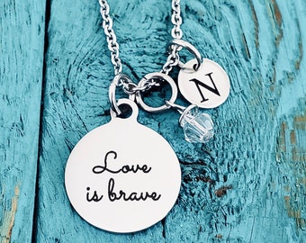 Love is brave, Birthmother, Birth Mom, Birth Mother, Baby adoption, Silver Necklace, Charm Necklace, Silver Jewelry, Keepsake, Gift for
