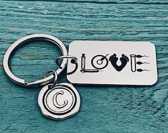 IVF, Fertility, Infertility, IVF Nurse, IVF Doctor, Sperm Donor, Engraved, silver keychain, silver keyring, SIlver Jewelry, Gifts