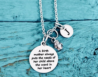 A birth Mother always, puts the needs of her, child above the, want in her heart, Silver Necklace, Silver Jewelry, Birth Mother, Gifts