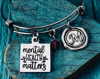 You matter, Mental health matters, Therapist, Women Mental Health, Anxiety, Therapy, Strength, Quote, Silver Bracelet, Charm Bracelet