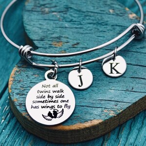 Not all twins,walk side by side, Mom of angels, Angel twins, Mom of twins, Mommy of twins, Silver Bracelet, Charm Bracelet, Twins Memorial