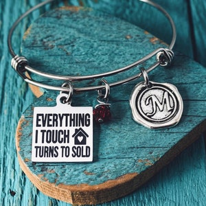 Everything I touch, turns to sold, selling agent, closing gift for, Real estate agent, Realtor, Broker, Silver Bracelet, Charm Bracelet