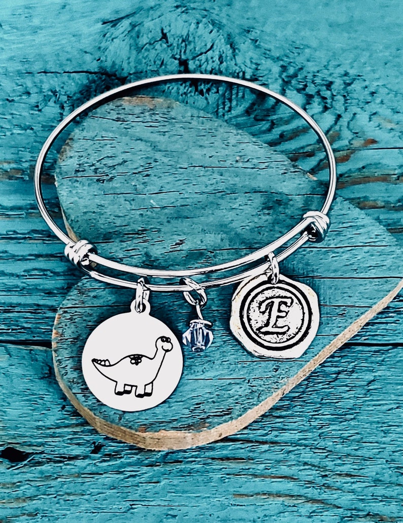 Dinosaur Bracelet, Dinosaur Gifts, Dinosaur Jewelry, dinosaur, Teenager, Silver Bracelet, Charm Bracelet, Silver Jewelry, Gifts for image 1