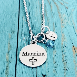 Madrina, Madrina Necklace, Madrina Gifts, Spanish, Spanish Godmother, Godmother, silver Necklace, Charm Necklace, Silver Jewelry, Gifts for