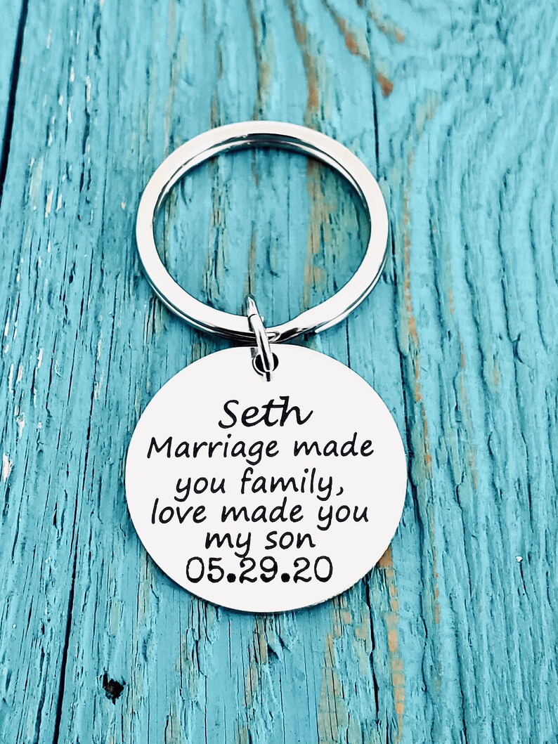 Silver Keychain Step Son Son in Law you my Son Gifts Step Son Gift Blended Family family love made Marriage made you Silver Keyring