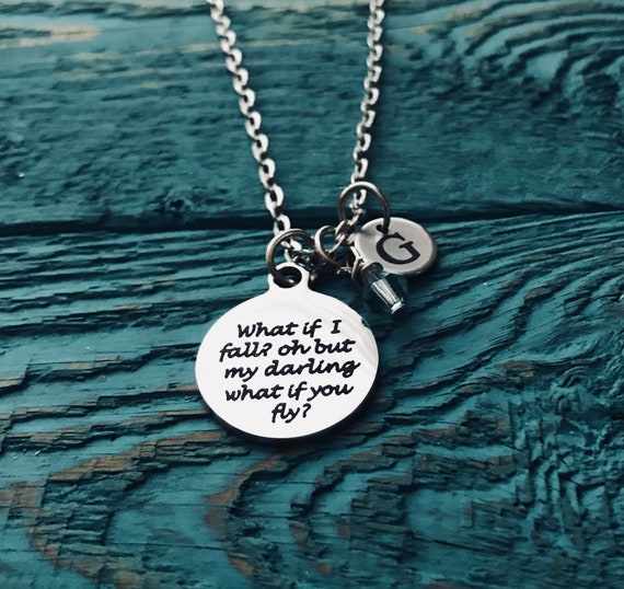 What If I Fall Oh But My Darling What If You Fly Necklace High School Graduation Gift For Her Sterling Silver Or Gold Bar Necklace Necklaces Jewelry Valresa Com