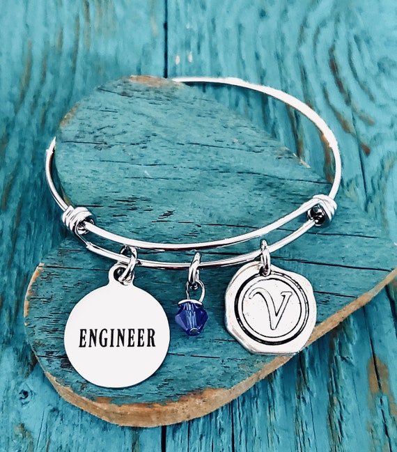 Female Engineer, Civil Engineer, Mechanical Engineer, Engineering, Graduation, Gifts, Silver Bracelet, Silver Jewelry, Charm Bracelet