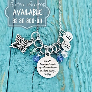 Not all twins, walk side by side, Mom of angels, Angel twins, Mom of twins, Silver Necklace, Charm Necklace, Twins Memorial, Twin sister bild 4