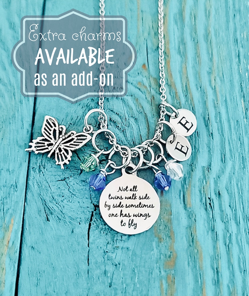 Not all twins, walk side by side, Mom of angels, Angel twins, Mom of twins, Silver Necklace, Charm Necklace, Twins Memorial, Twin sister bild 4