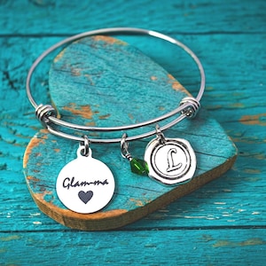 Glam-ma, Glam ma, Glamma, glamorous, Gorgeous, Grandma, Gifts for, Silver Bracelet, Charm Bracelet, Silver Jewelry, New Baby