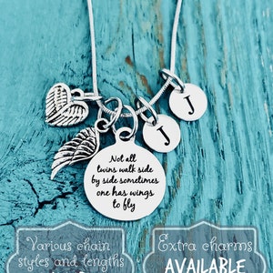 Not all twins, walk side by side, Mom of angels, Angel twins, Mom of twins, Silver Necklace, Charm Necklace, Twins Memorial, Twin sister bild 6